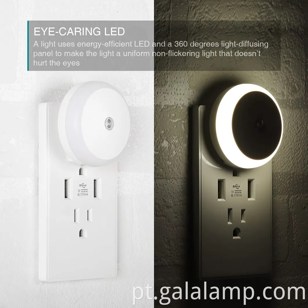 Luz noturna de indução branca inteligente com recursos de controle de toque